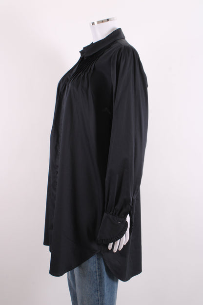 Levete Room L/S Pleated Shirt Tunic Dress Black M | Medium, Black