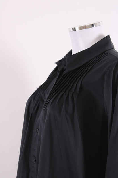 Levete Room L/S Pleated Shirt Tunic Dress Black M | Medium, Black