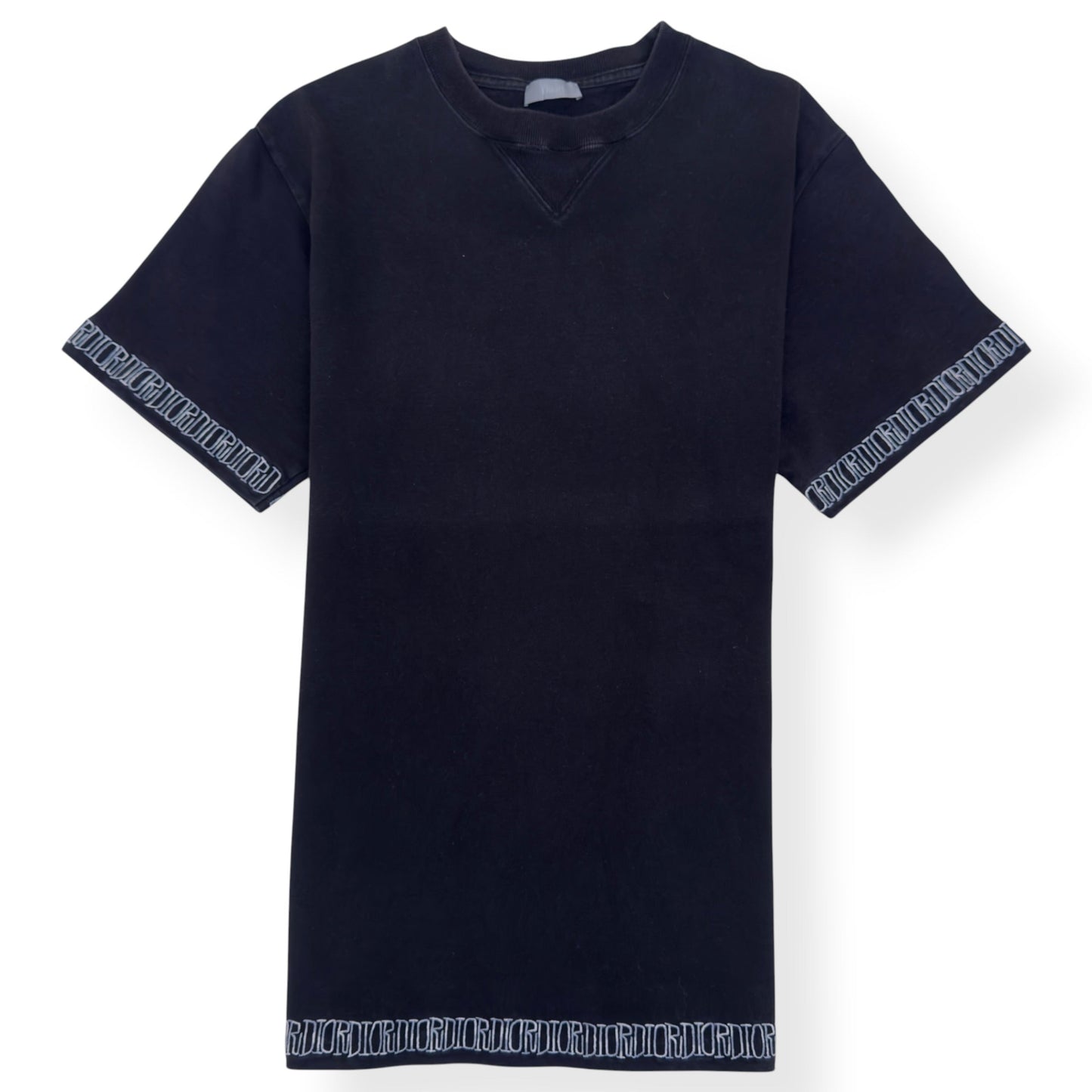 DIOR LOGO EMBROIDERED T-SHIRT BLACK L | Large, Black
