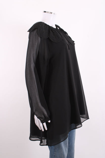Claudie Pierlot L/S Scallop Collar Tunic Dress Black 10 | O/S, Black