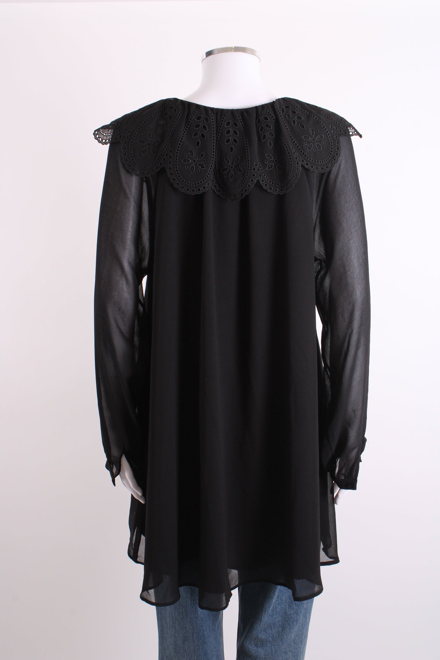 Claudie Pierlot L/S Scallop Collar Tunic Dress Black 10 | O/S, Black