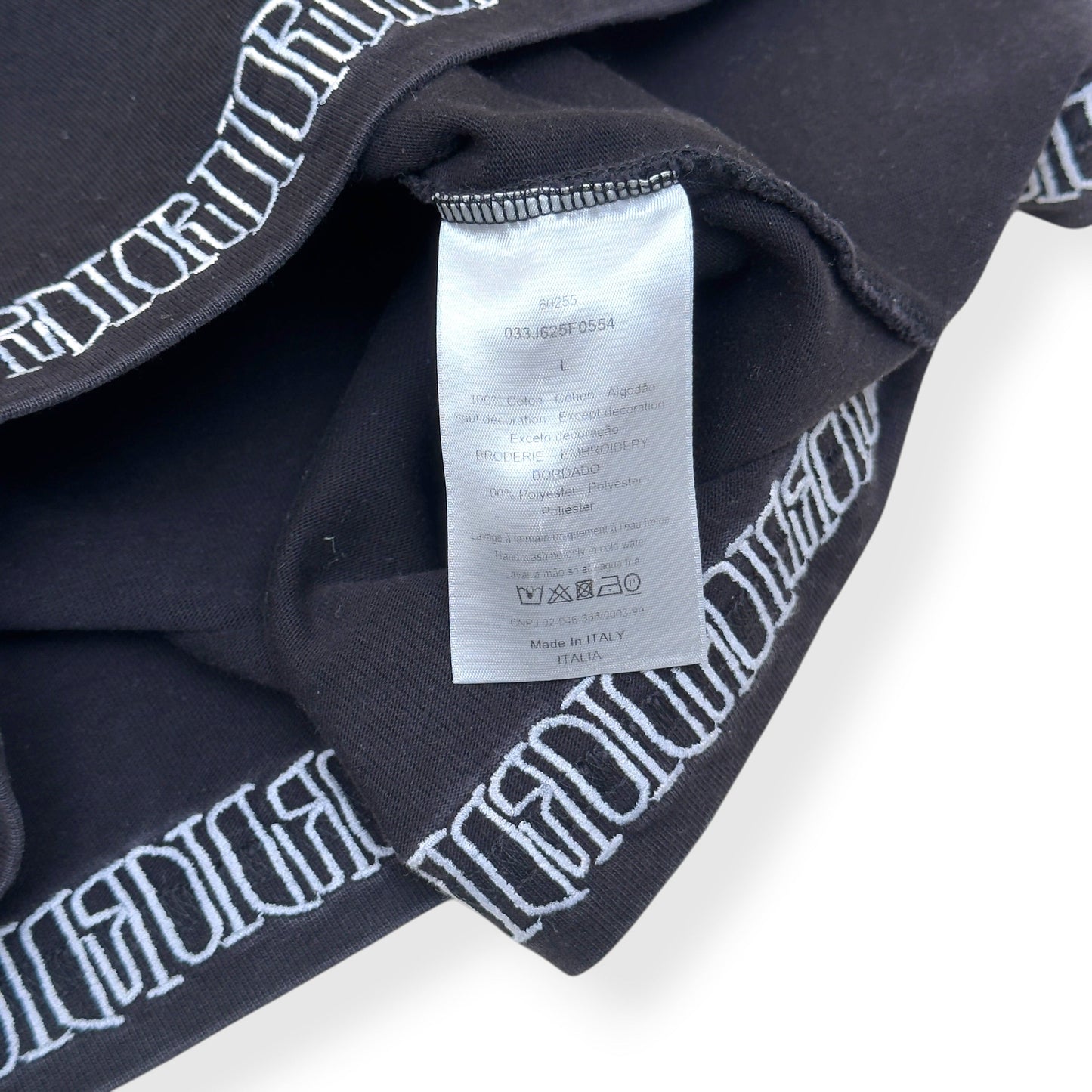 DIOR LOGO EMBROIDERED T-SHIRT BLACK L | Large, Black