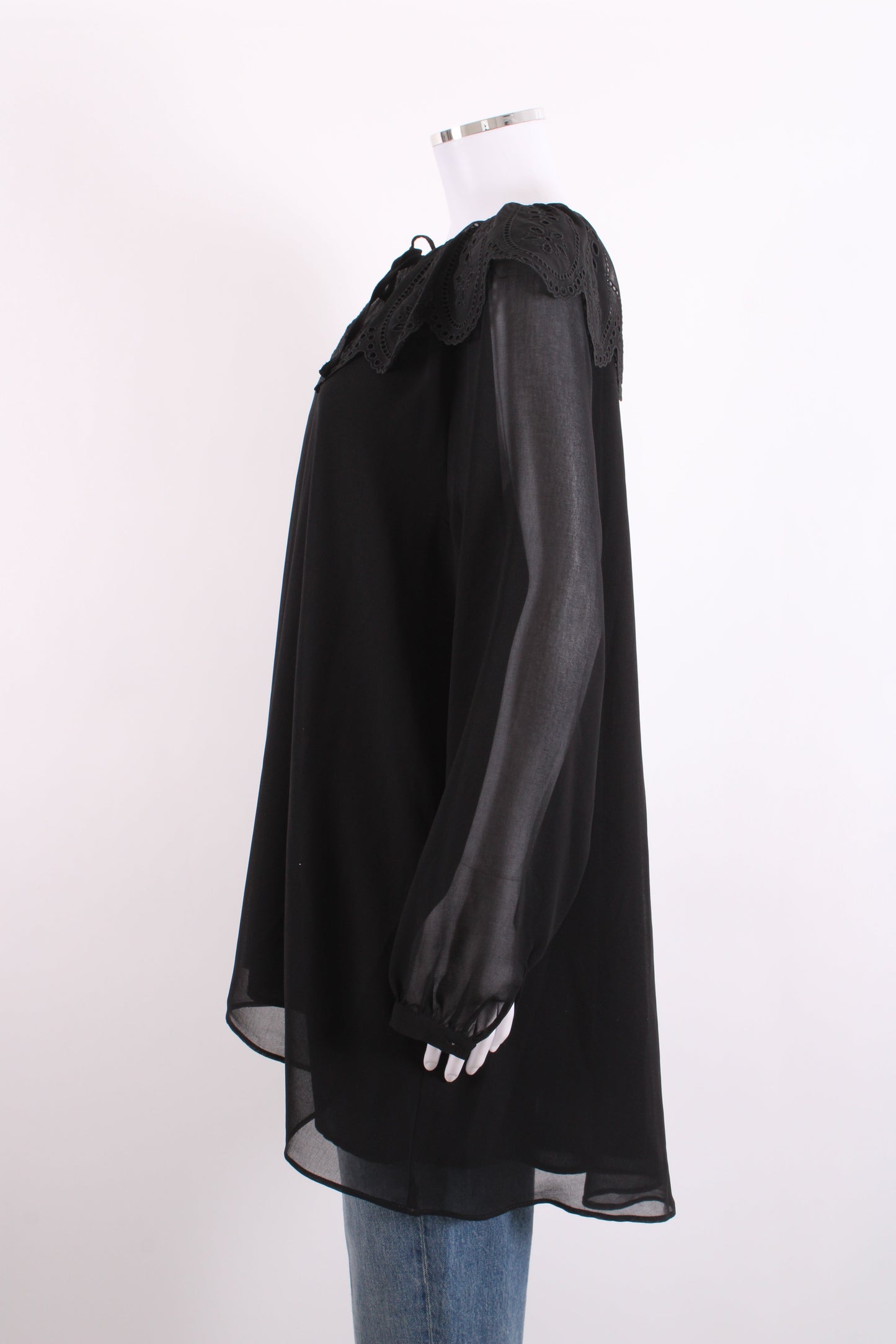 Claudie Pierlot L/S Scallop Collar Tunic Dress Black 10 | O/S, Black