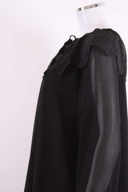 Claudie Pierlot L/S Scallop Collar Tunic Dress Black 10 | O/S, Black