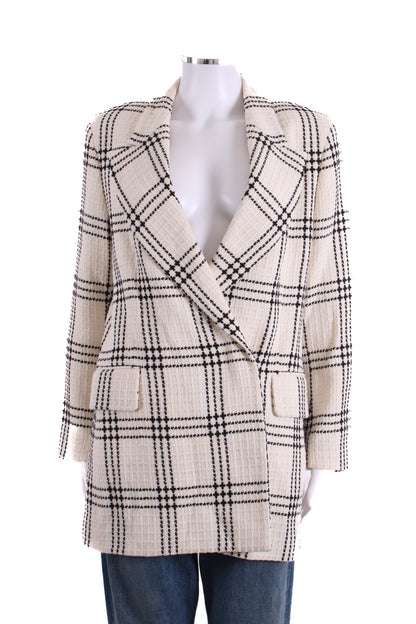 MSGM Check Tweed Blazer White 44 | O/S, Red