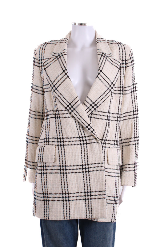 MSGM Check Tweed Blazer White 44 | O/S, Red
