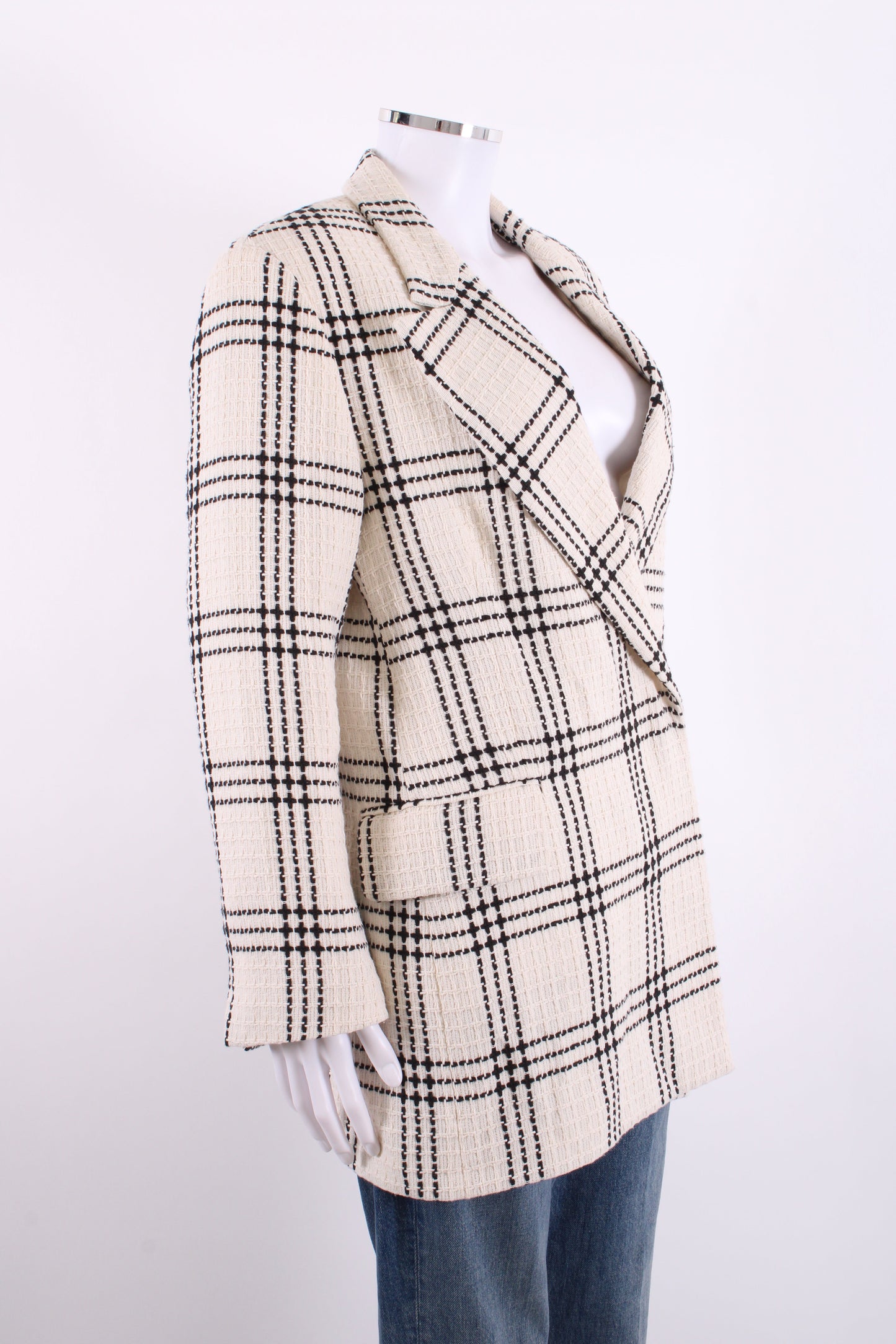 MSGM Check Tweed Blazer White 44 | O/S, Red