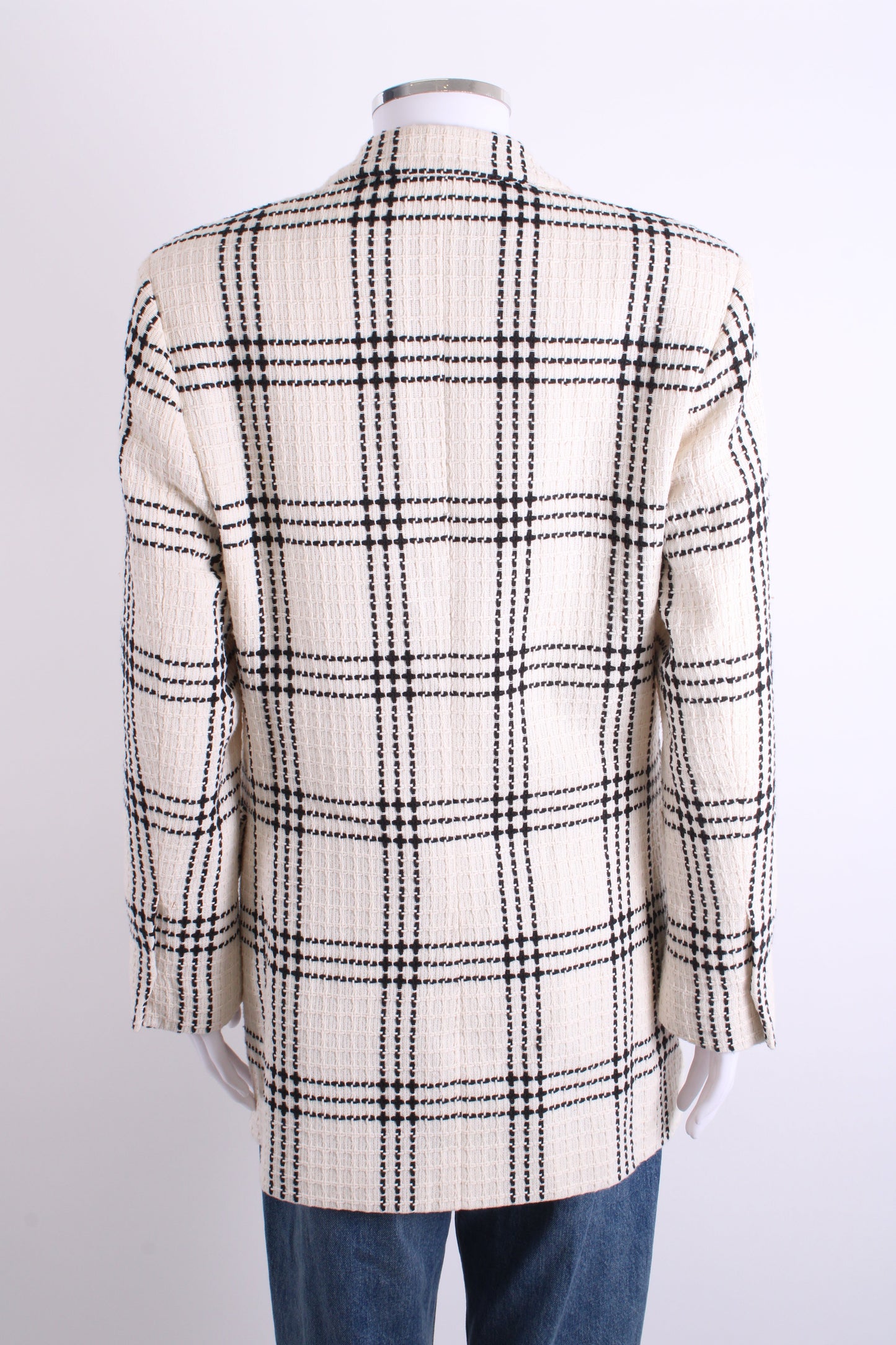 MSGM Check Tweed Blazer White 44 | O/S, Red