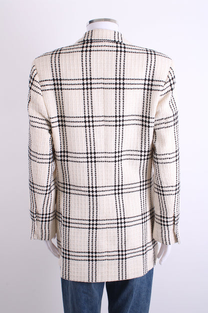 MSGM Check Tweed Blazer White 44 | O/S, Red