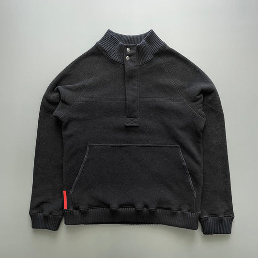 Prada Sport Black 00s Half-Zip Fleece Jumper | Large, Black