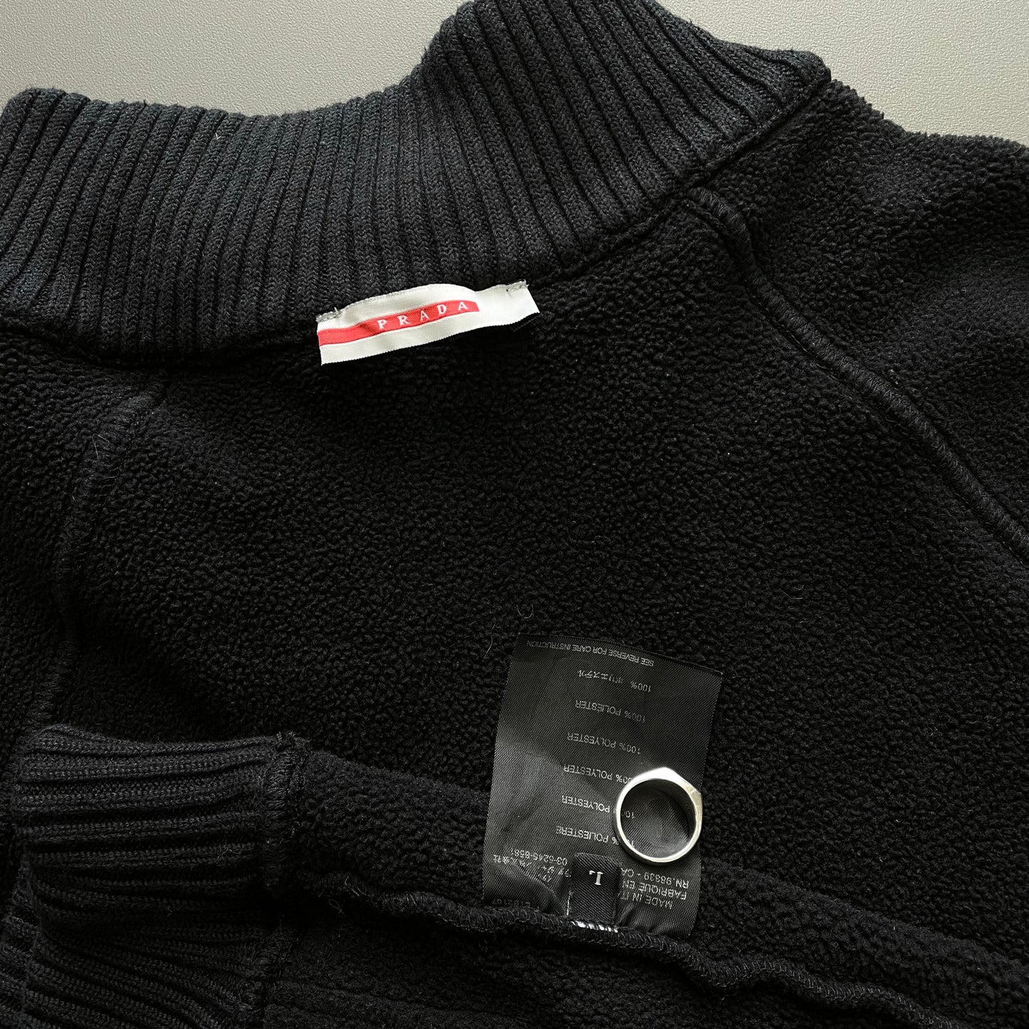 Prada Sport Black 00s Half-Zip Fleece Jumper | Large, Black