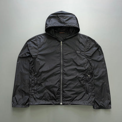 Prada Sport Black 2007 Lightweight Nylon Hooded Windbreaker | Large, Black