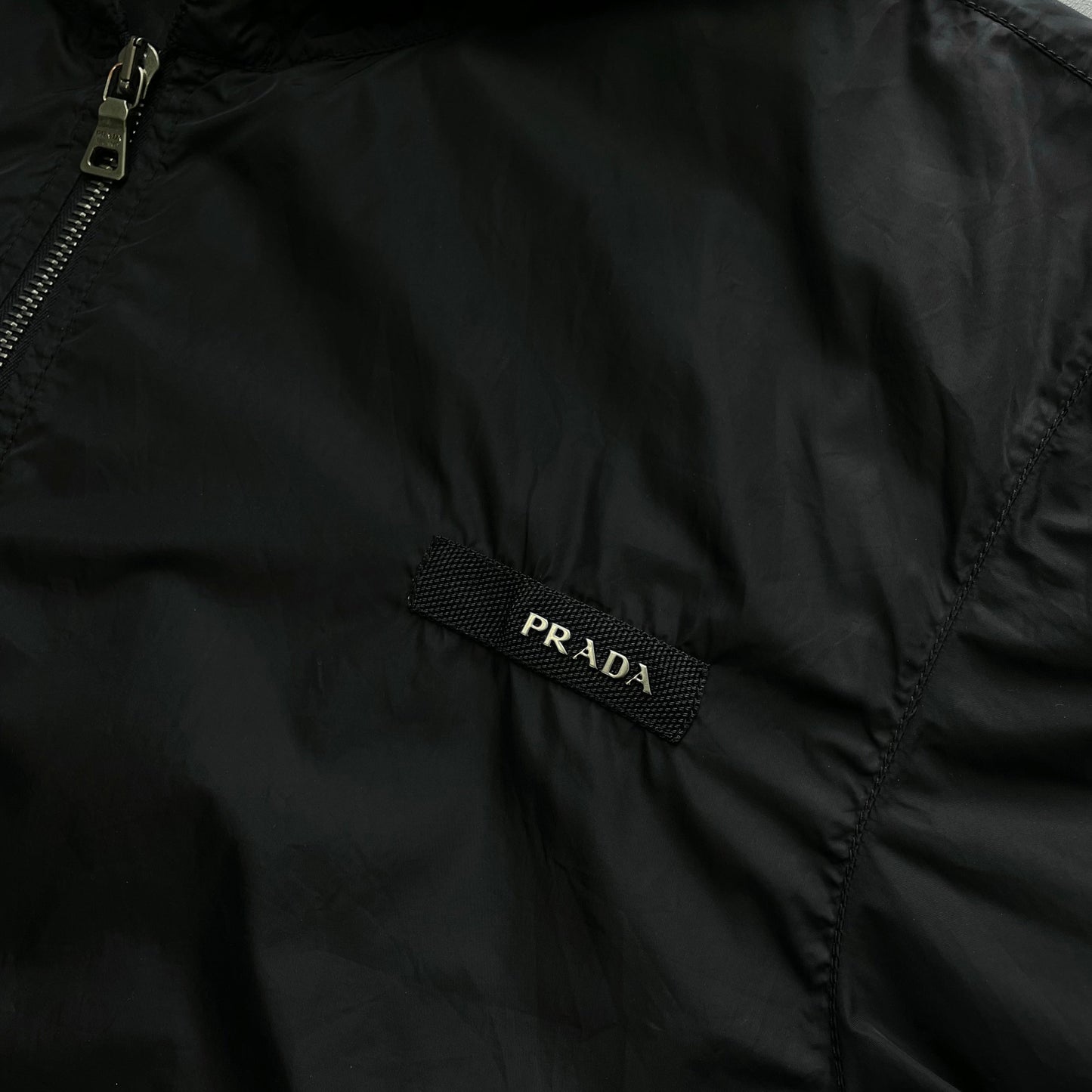 Prada Sport Black 2007 Lightweight Nylon Hooded Windbreaker | Large, Black