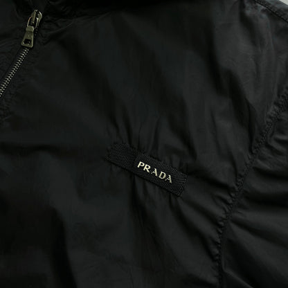 Prada Sport Black 2007 Lightweight Nylon Hooded Windbreaker | Large, Black