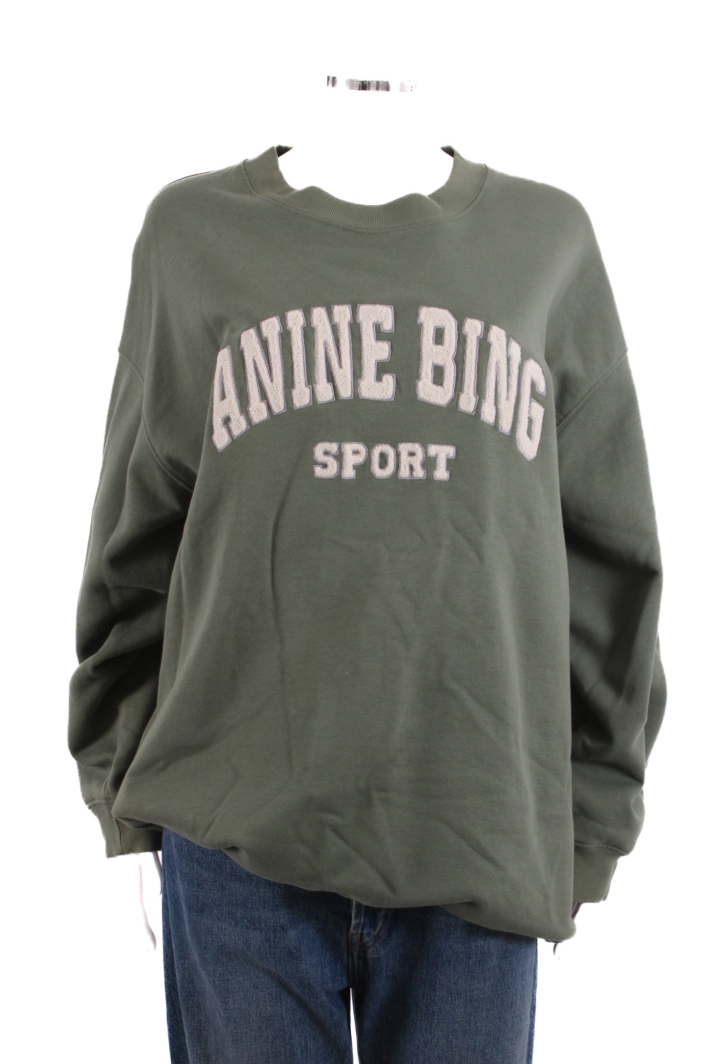 Anine Bing Sport Logo Sweatshirt Green/ Cream M | Medium, Cream