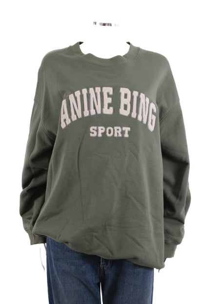 Anine Bing Sport Logo Sweatshirt Green/ Cream M | Medium, Cream
