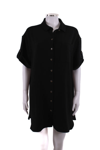 Sezane S/S Shirt Dress Black L | Large, Black