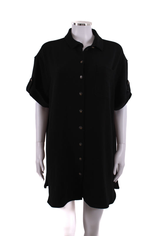 Sezane S/S Shirt Dress Black L | Large, Black