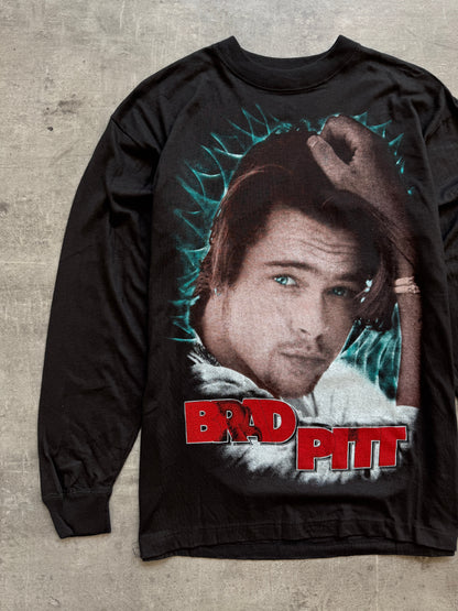 1990's Brad Pitt Movie Wrap Graphic LS Tee | Large, Black