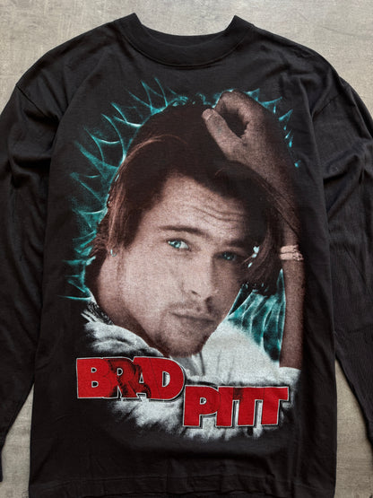 1990's Brad Pitt Movie Wrap Graphic LS Tee | Large, Black