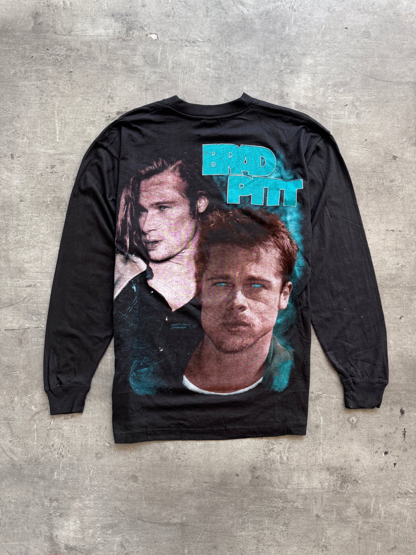 1990's Brad Pitt Movie Wrap Graphic LS Tee | Large, Black