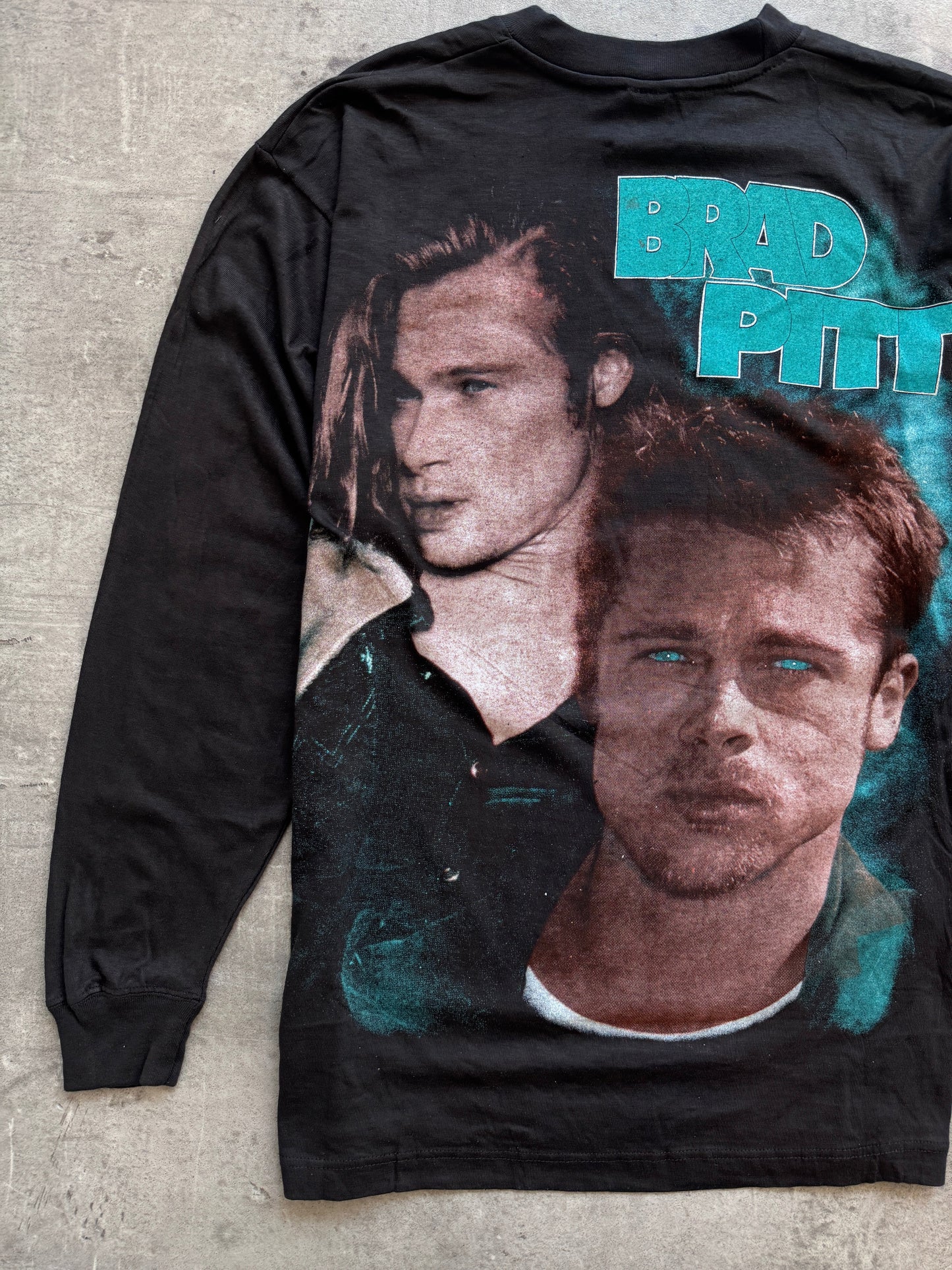 1990's Brad Pitt Movie Wrap Graphic LS Tee | Large, Black