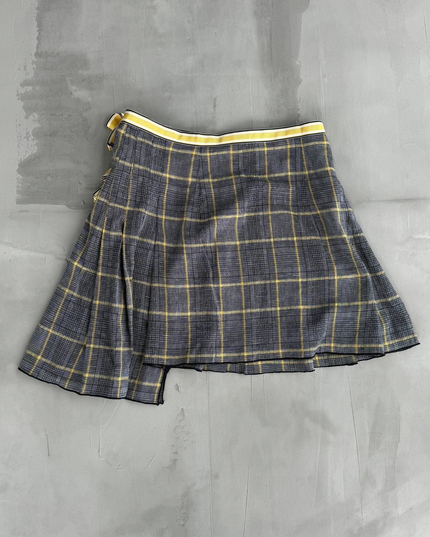 ANNA SUI SAMPLE PLAID & BOW ASYMMETRIC WRAP SKIRT - S