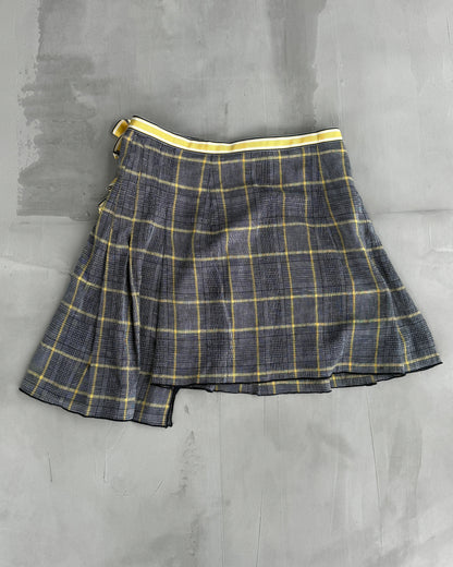 ANNA SUI SAMPLE PLAID & BOW ASYMMETRIC WRAP SKIRT - S | Small, Multicoloured