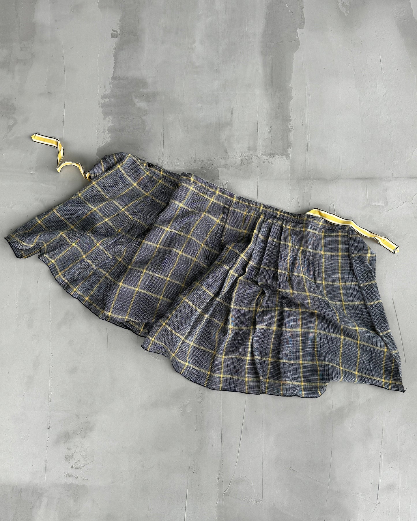 ANNA SUI SAMPLE PLAID & BOW ASYMMETRIC WRAP SKIRT - S