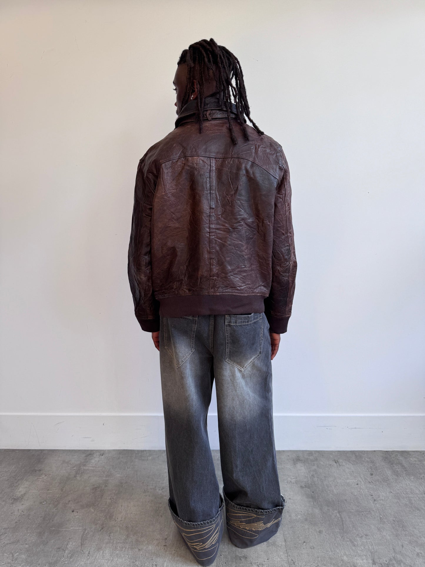 Mays&Rose Type 0SI-86 1980's Distressed Brown Leather Bomber Jacket