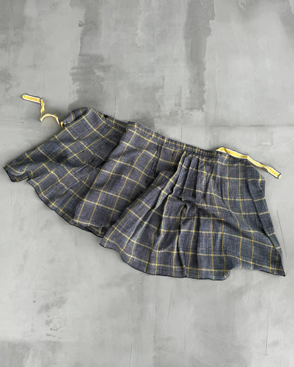 ANNA SUI SAMPLE PLAID & BOW ASYMMETRIC WRAP SKIRT - S | Small, Multicoloured
