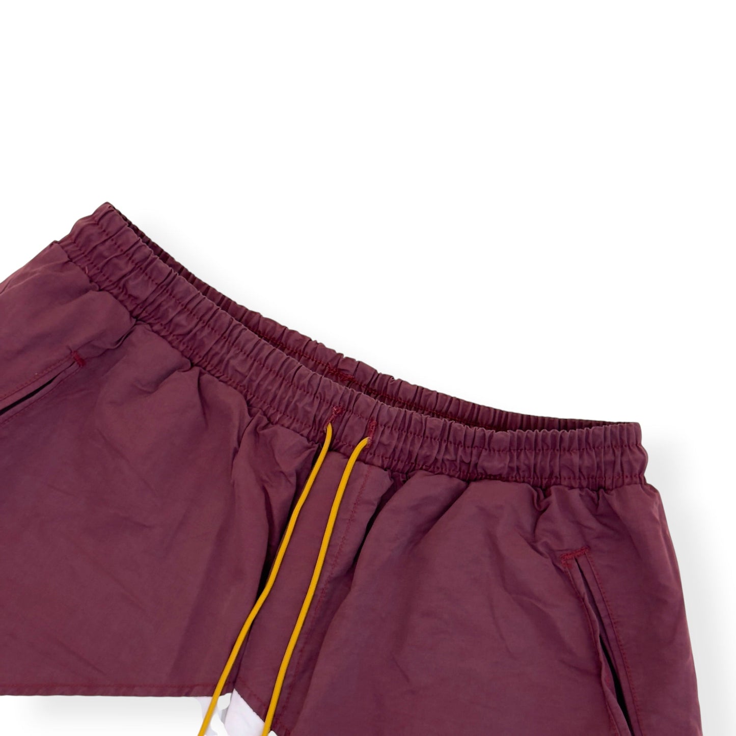 RHUDE PANEL LOGO SHORTS MAROON XL | XL, Maroon