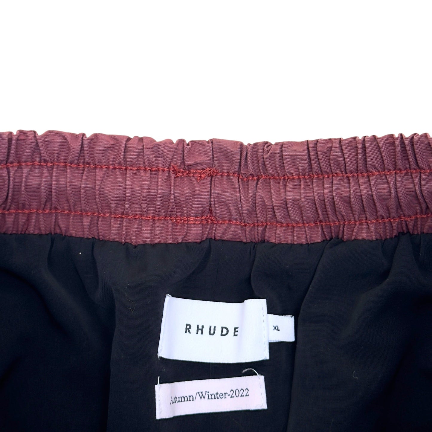 RHUDE PANEL LOGO SHORTS MAROON XL | XL, Maroon