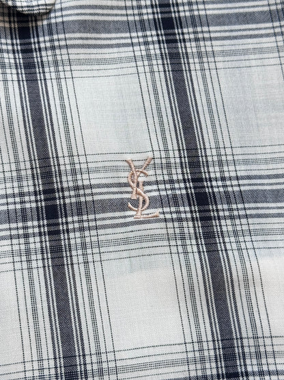 Yves Saint Laurent Monochrome Check Linen Harrington | Large, Multicoloured