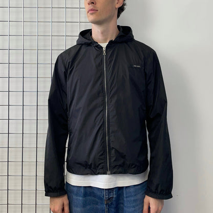 Prada Sport Black 2007 Lightweight Nylon Hooded Windbreaker | Large, Black