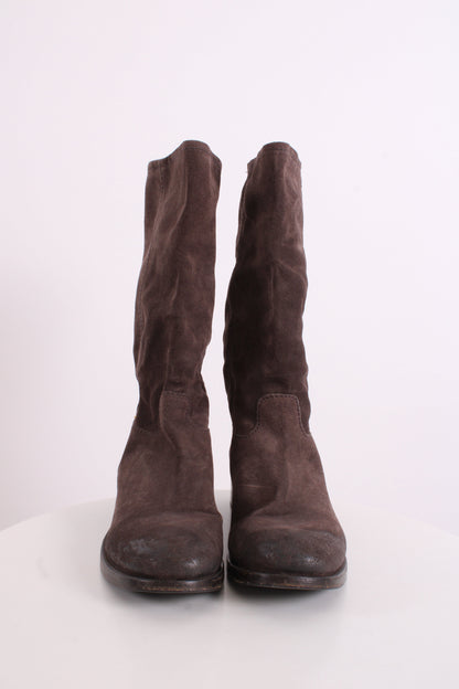 Prada Suede Buckle Moto Boots Brown 38 | O/S, Brown