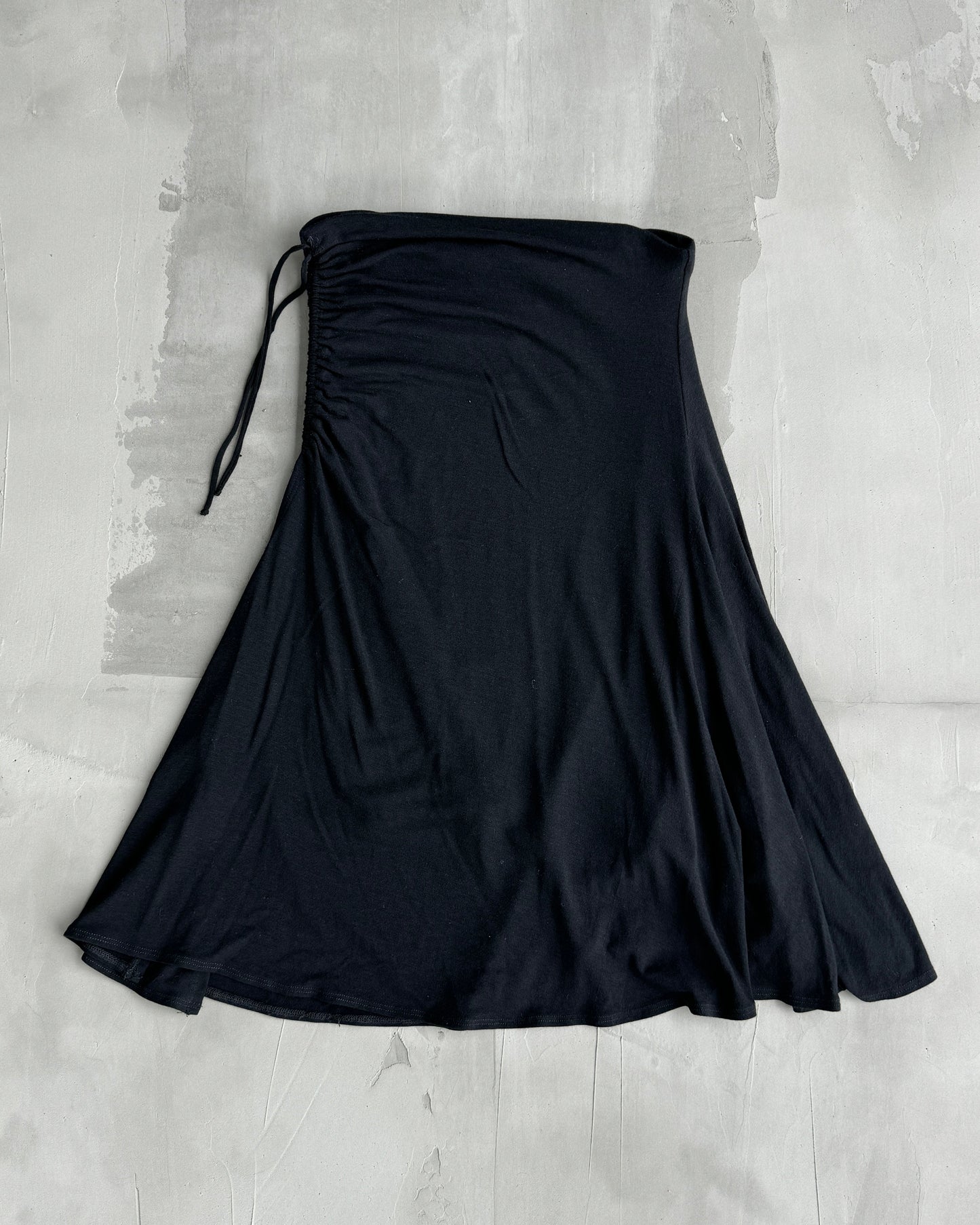 PLEIN SUD ASYMMETRIC RUCHED MIDI SKIRT -  S/M | S/M, Black