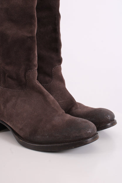 Prada Suede Buckle Moto Boots Brown 38 | O/S, Brown