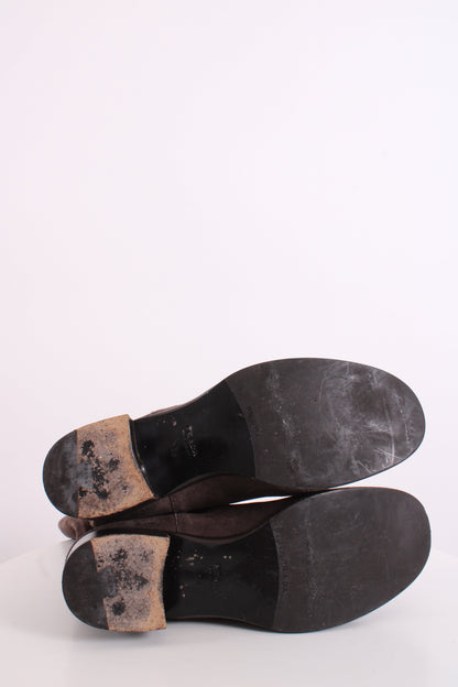 Prada Suede Buckle Moto Boots Brown 38 | O/S, Brown