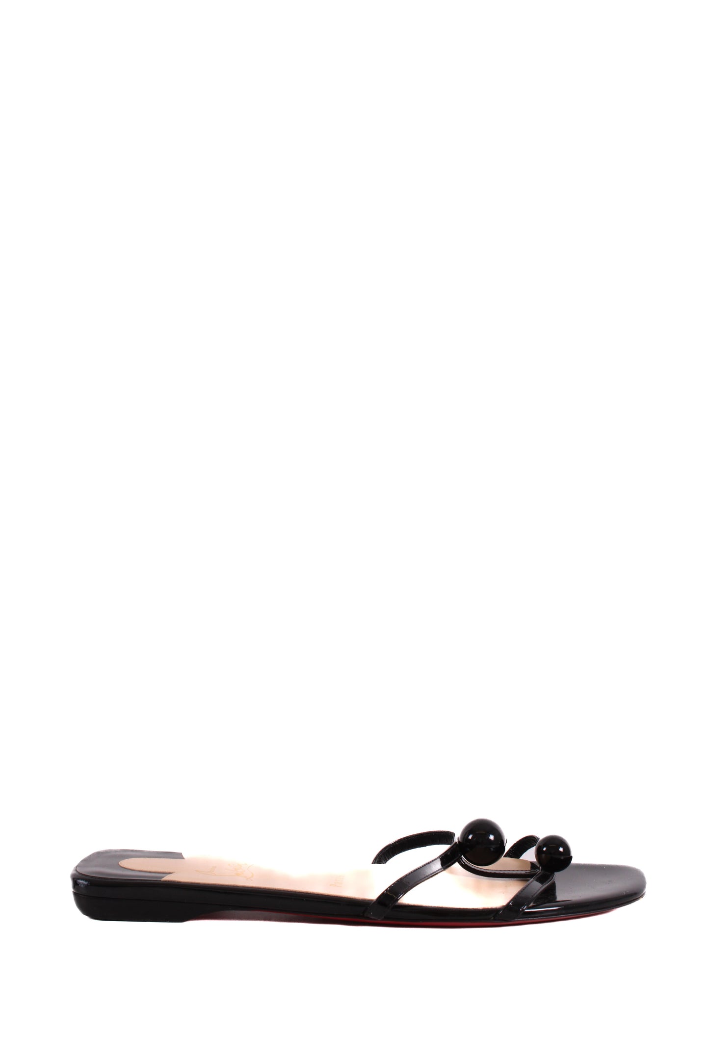 Christian Louboutin Antonetta Flat Patent Sandals Black 40.5 | O/S, Black