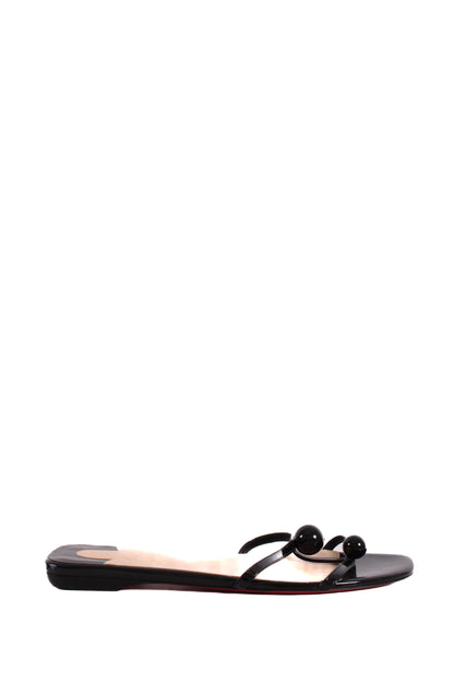 Christian Louboutin Antonetta Flat Patent Sandals Black 40.5 | O/S, Black