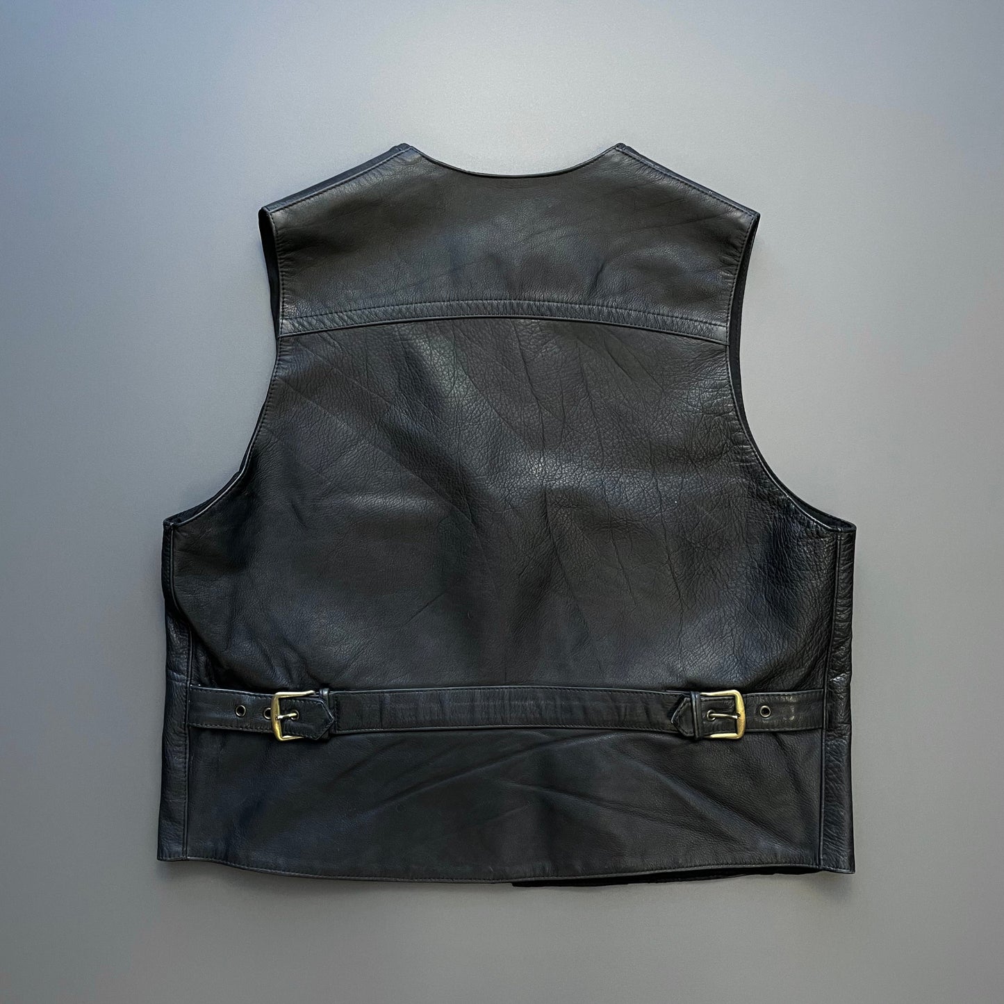 Emporio Armani Black 90s Leather Vest | Medium, Black