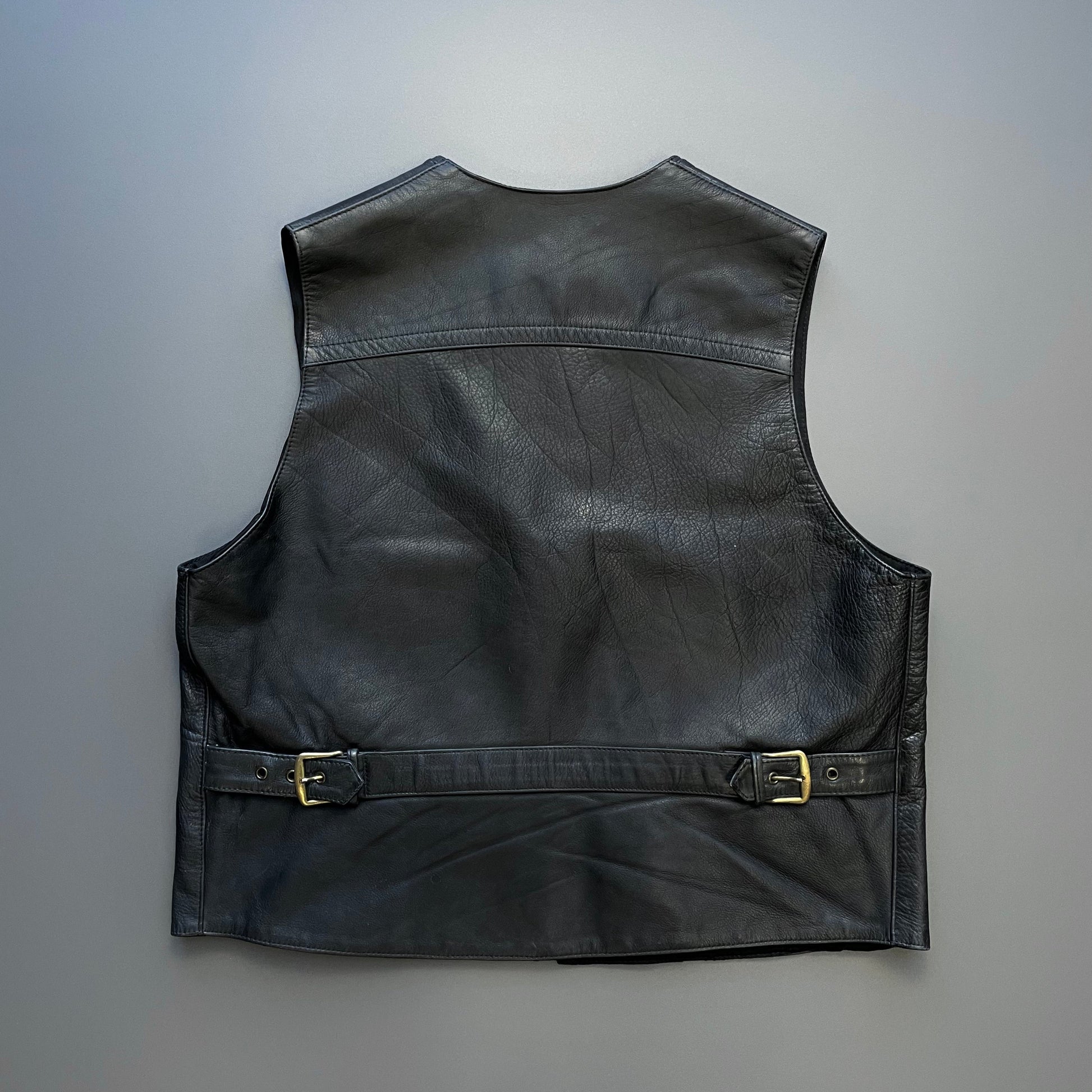Emporio Armani Black 90s Leather Vest | Medium, Black