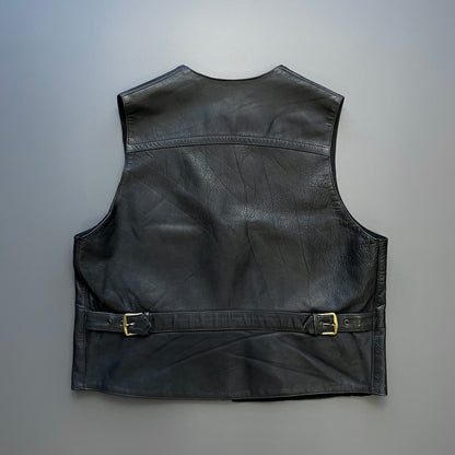 Emporio Armani Black 90s Leather Vest | Medium, Black