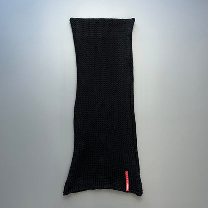 Prada Sport Black 00s Chunky Wool Knit Scarf | One-Size, Black