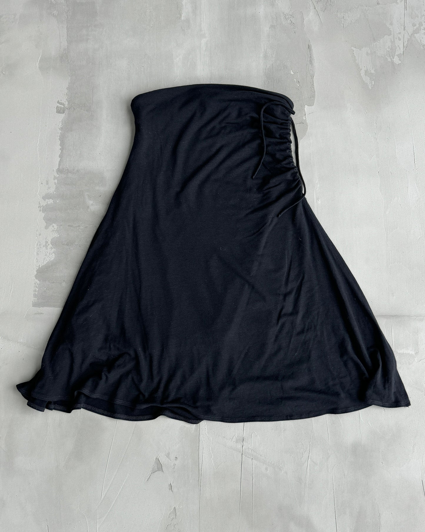 PLEIN SUD ASYMMETRIC RUCHED MIDI SKIRT -  S/M | S/M, Black