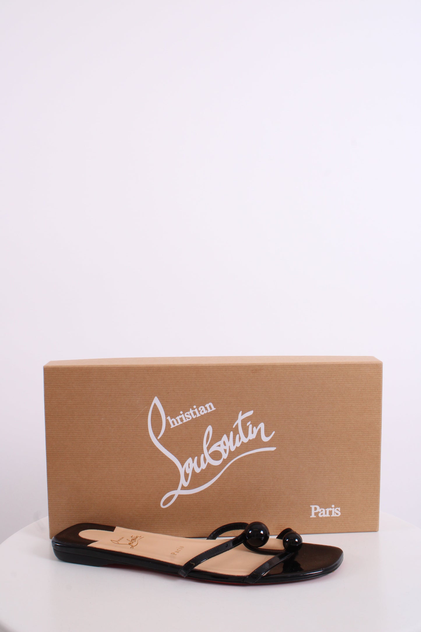 Christian Louboutin Antonetta Flat Patent Sandals Black 40.5 | O/S, Black