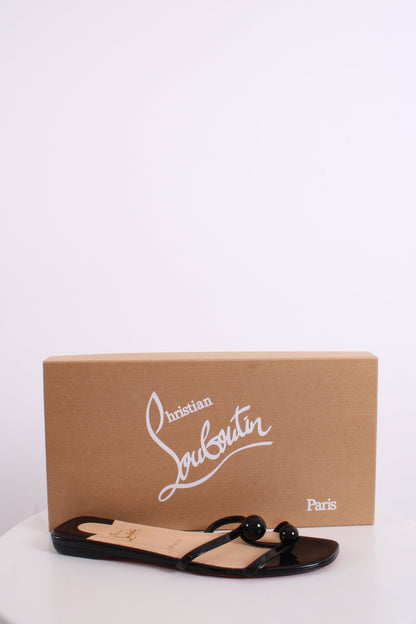 Christian Louboutin Antonetta Flat Patent Sandals Black 40.5 | O/S, Black