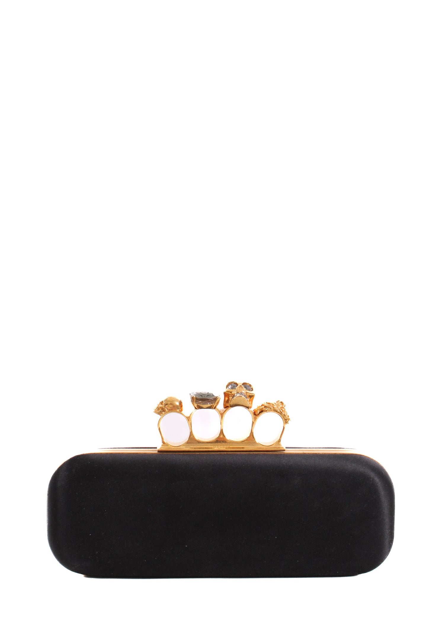 Alexander McQueen Satin Knuckle Clutch Black | O/S, Multicoloured