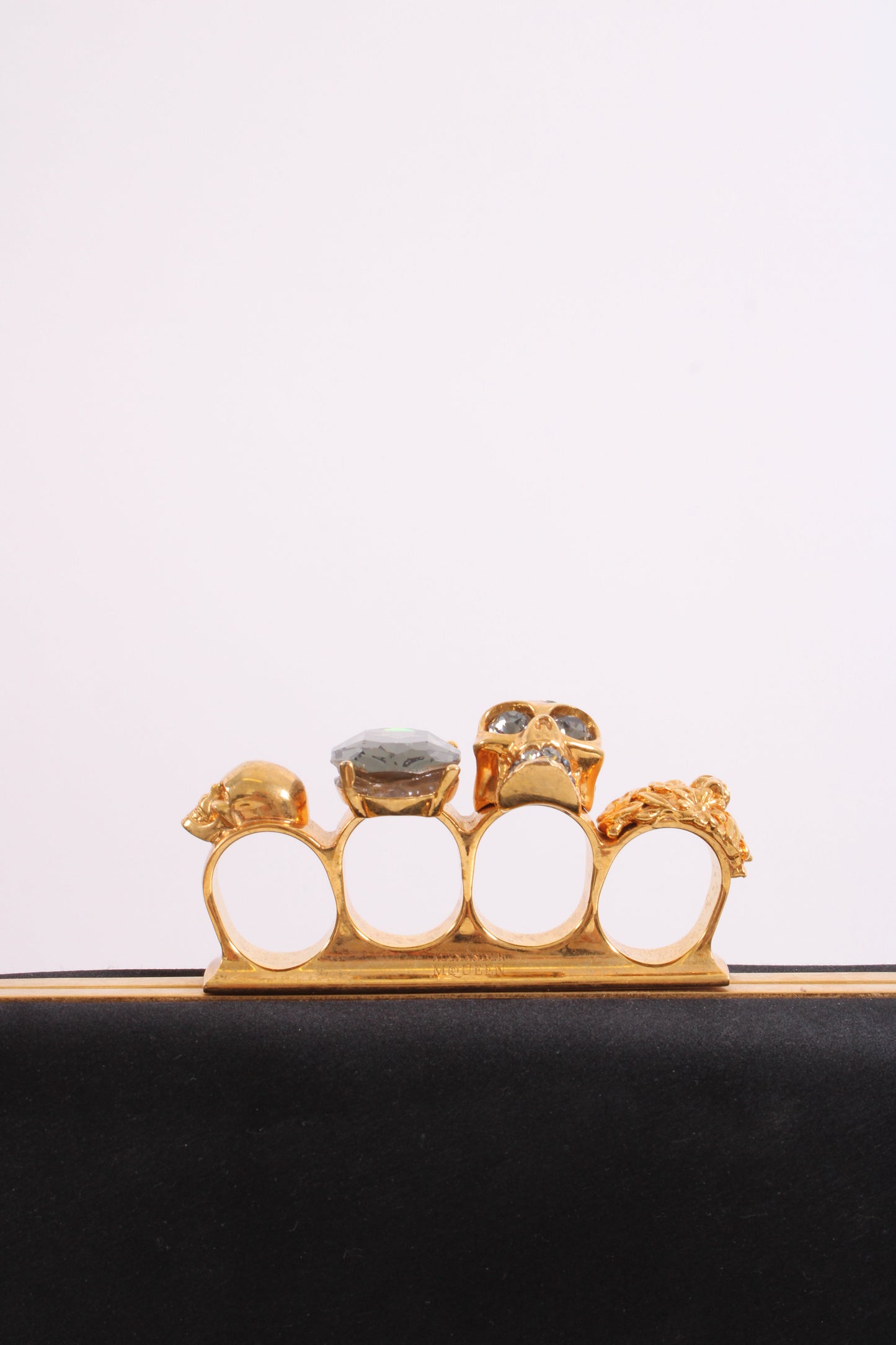 Alexander McQueen Satin Knuckle Clutch Black | O/S, Multicoloured